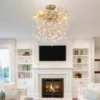 LED Deckenleuchte Gold 6-flammig Glas Kristall 2-farbig Ø 50cm