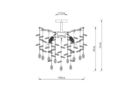 LED Deckenleuchte Gold 6-flammig Glas Kristall 2-farbig Ø 50cm