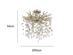 LED Deckenleuchte Gold 6-flammig Glas Kristall 2-farbig Ø 50cm