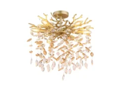 LED Deckenleuchte Gold 6-flammig Glas Kristall 2-farbig Ø 50cm