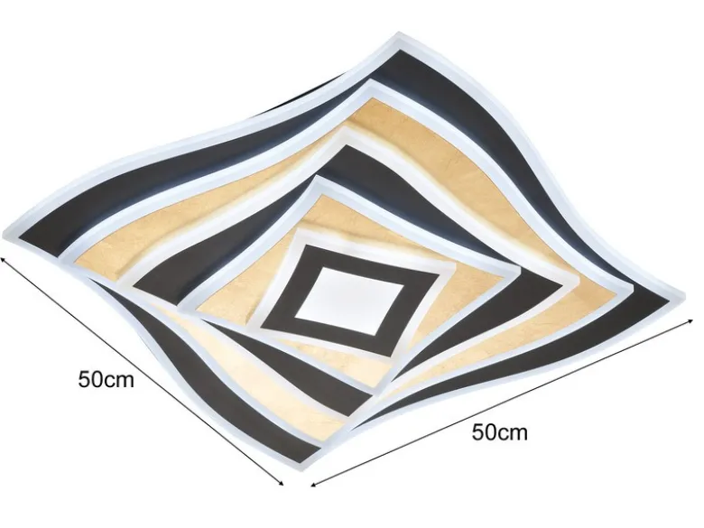 LED Deckenleuchte HERO Schwarz Gold mit Fernbedienung, Quadrat 50cm