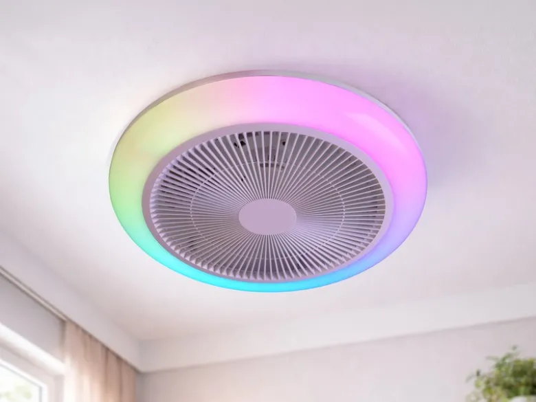 LED Deckenleuchte HOLMSUND mit Fernbedienung dimmbar RGBW und Ventilator Ø 46cm