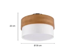 LED Deckenleuchte Holzlampe mit Stoffschirm Weiß, Ø 30cm