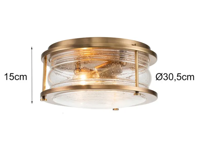 LED Deckenleuchte in Messing für Badezimmer & Wohnraum, Ø30,5cm