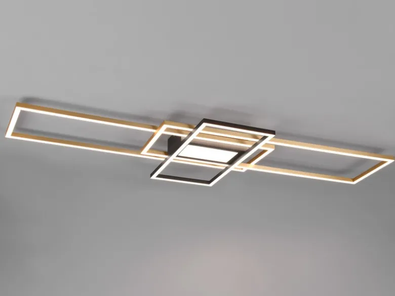 LED Deckenleuchte IRVINE Schwarz Gold mit Fernbedienung, extra hell Breite 105cm