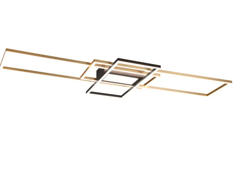 LED Deckenleuchte IRVINE Schwarz Gold mit Fernbedienung, extra hell Breite 105cm