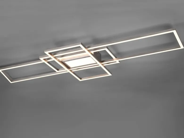 LED Deckenleuchte IRVINE Silber mit Fernbedienung hell & dimmbar, Breite 105cm