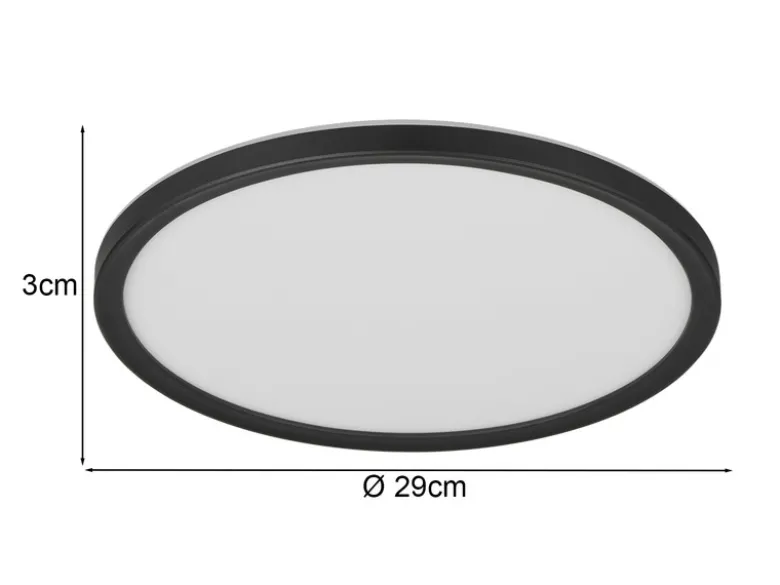 LED Deckenleuchte JOKO ultraflach mit Fernbedienung, dimmbar, Schwarz, Ø 29cm
