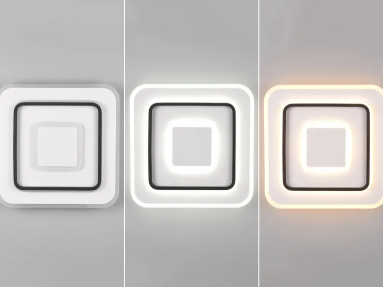 LED Deckenleuchte JORA flach & hell mit Fernbedienung dimmbar, Quadrat 39cm