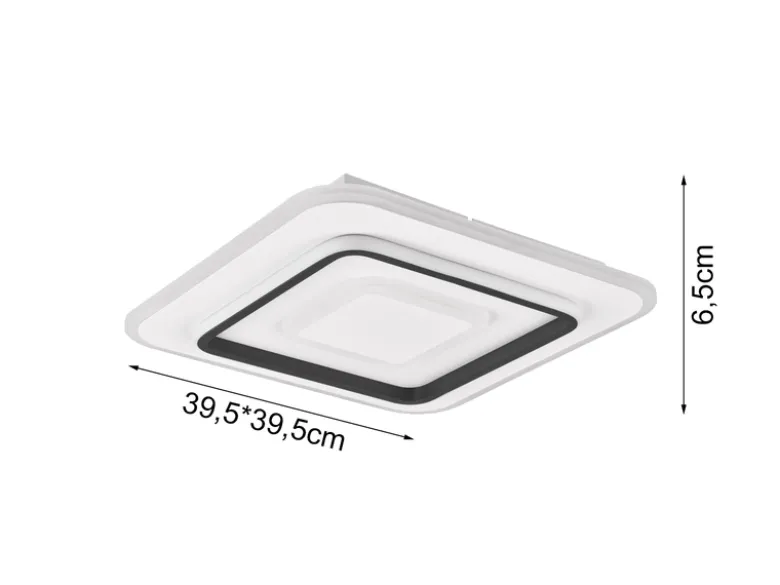 LED Deckenleuchte JORA flach & hell mit Fernbedienung dimmbar, Quadrat 39cm