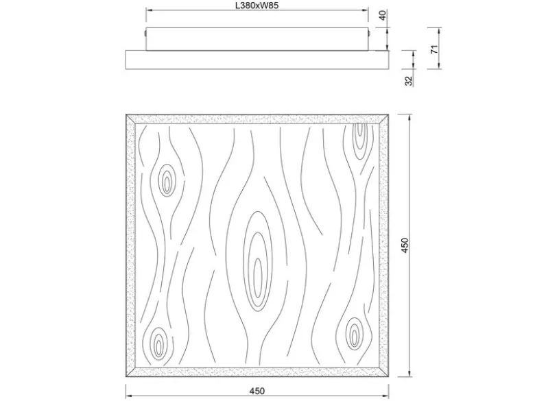 LED Deckenleuchte KALEA aus Naturholz flach & dimmbar, Quadrat 45cm
