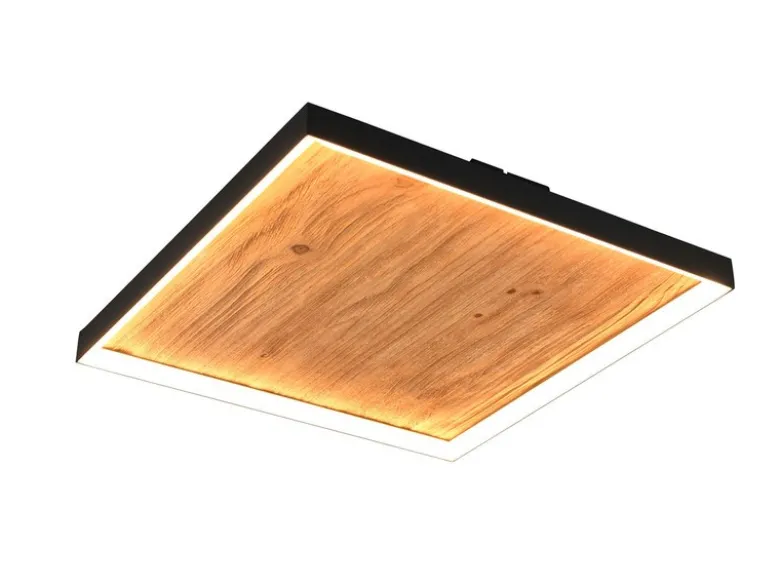 LED Deckenleuchte KALEA aus Naturholz flach & dimmbar, Quadrat 45cm
