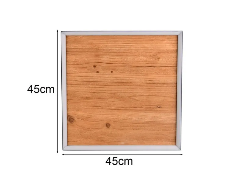 LED Deckenleuchte KALEA aus Naturholz flach & dimmbar, Quadrat 45cm