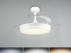 LED Deckenleuchte KERAVA mit Ventilator und Fernbedienung Ø 46cm - max. 106cm