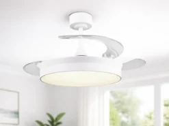 LED Deckenleuchte KERAVA mit Ventilator und Fernbedienung Ø 46cm - max. 106cm