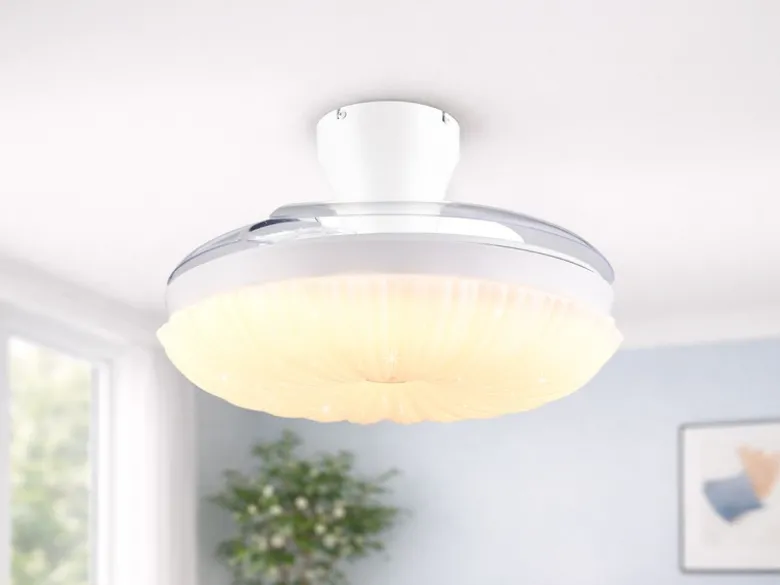 LED Deckenleuchte KIRUNA mit Ventilator und Fernbedienung Ø 49cm - max. 106cm