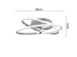 LED Deckenleuchte LANE dimmbar, Kristall Ringe oval schwenkbar Chrom, Ø 58cm
