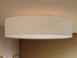 LED Deckenleuchte Leinenstoff / Abdeckung satiniert, Ø 40cm