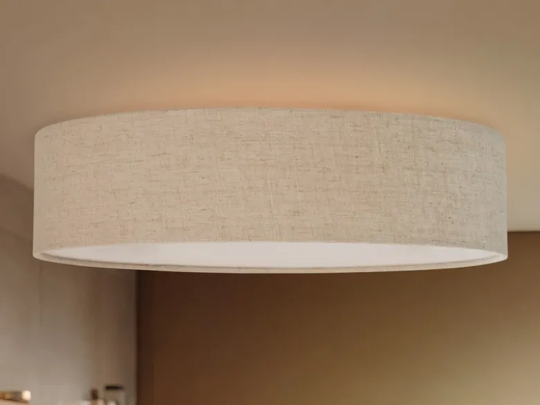 LED Deckenleuchte Leinenstoff / Abdeckung satiniert, Ø 40cm