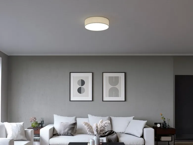 LED Deckenleuchte Leinenstoff / Abdeckung satiniert, Ø 40cm