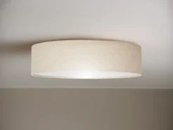 LED Deckenleuchte Leinenstoff / Abdeckung satiniert, Ø 40cm