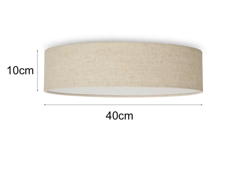 LED Deckenleuchte Leinenstoff / Abdeckung satiniert, Ø 40cm