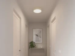 LED Deckenleuchte Leinenstoff / Abdeckung satiniert, Ø 40cm