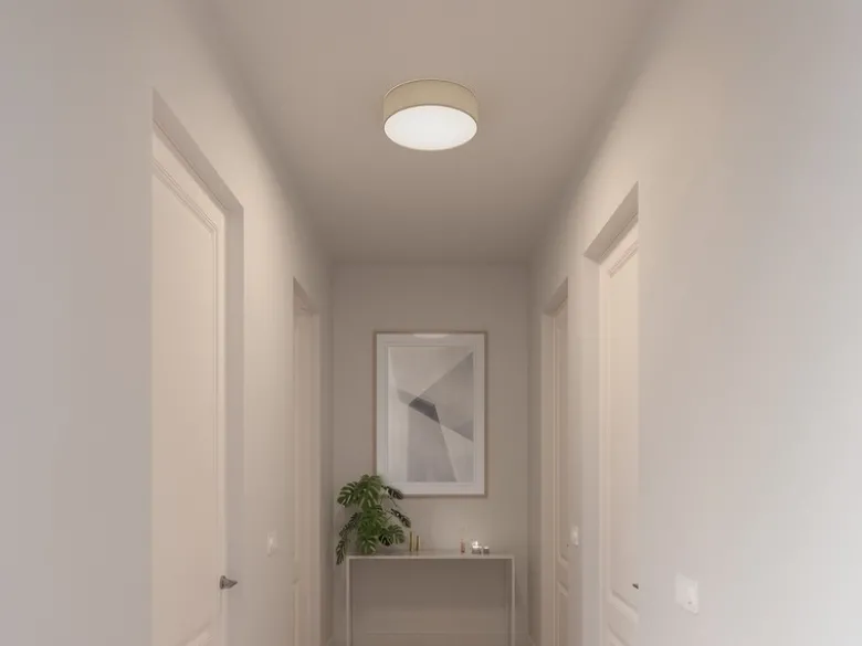 LED Deckenleuchte Leinenstoff / Abdeckung satiniert, Ø 40cm