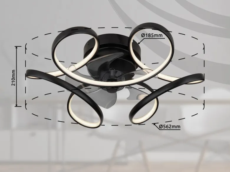 LED Deckenleuchte LORIS mit Ventilator & Fernbedienung, dimmbar, Ø 56cm