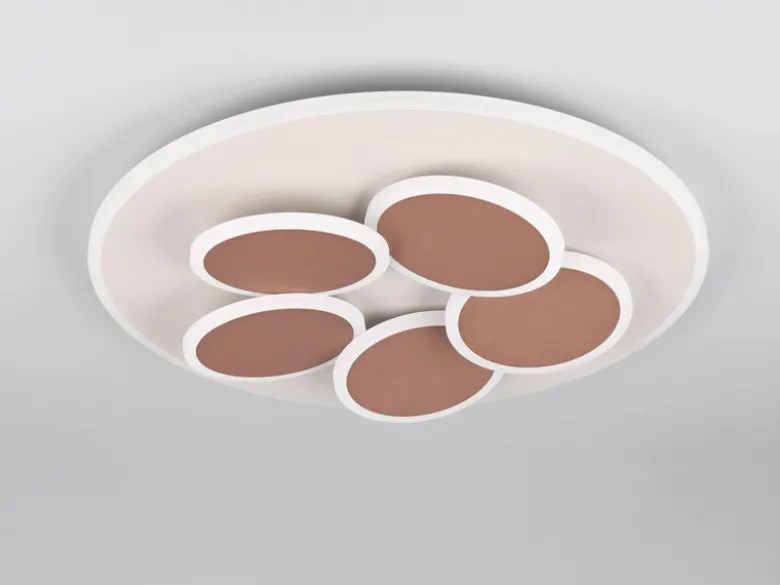 LED Deckenleuchte MANDALA Grau Braun mit Fernbedienung dimmbar, Tageslicht Ø49cm