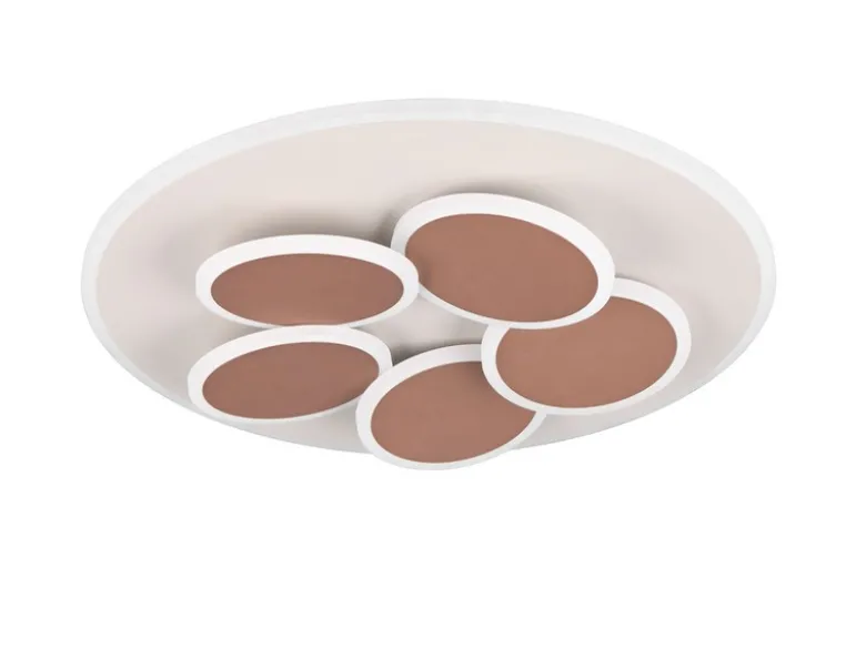 LED Deckenleuchte MANDALA Grau Braun mit Fernbedienung dimmbar, Tageslicht Ø49cm