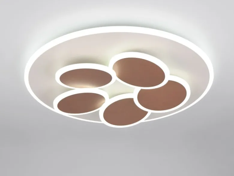 LED Deckenleuchte MANDALA Grau Braun mit Fernbedienung dimmbar, Tageslicht Ø49cm