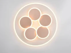 LED Deckenleuchte MANDALA Grau Braun mit Fernbedienung dimmbar, Tageslicht Ø49cm