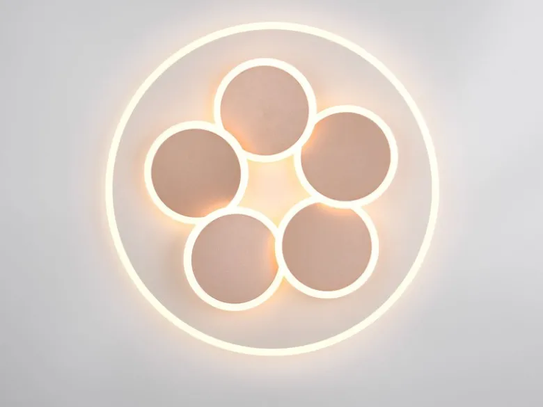 LED Deckenleuchte MANDALA Grau Braun mit Fernbedienung dimmbar, Tageslicht Ø49cm