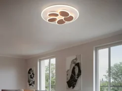 LED Deckenleuchte MANDALA Grau Braun mit Fernbedienung dimmbar, Tageslicht Ø49cm