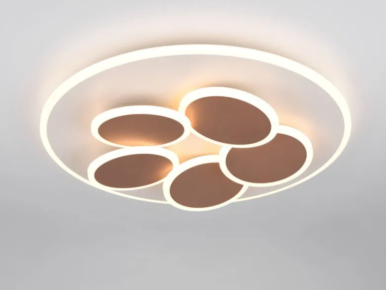 LED Deckenleuchte MANDALA Grau Braun mit Fernbedienung dimmbar, Tageslicht Ø49cm