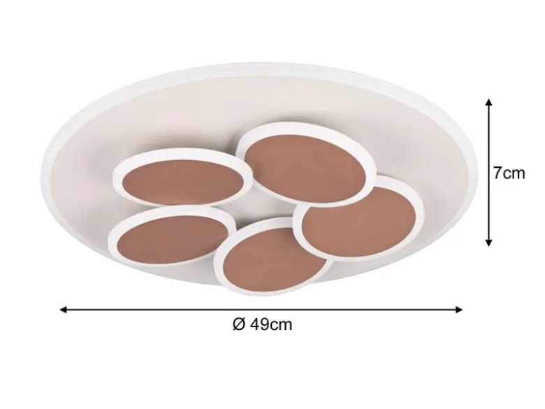 LED Deckenleuchte MANDALA Grau Braun mit Fernbedienung dimmbar, Tageslicht Ø49cm