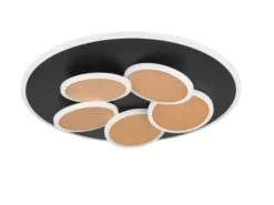 LED Deckenleuchte MANDALA Schwarz Gold mit Fernbedienung & Tageslicht Ø 49cm