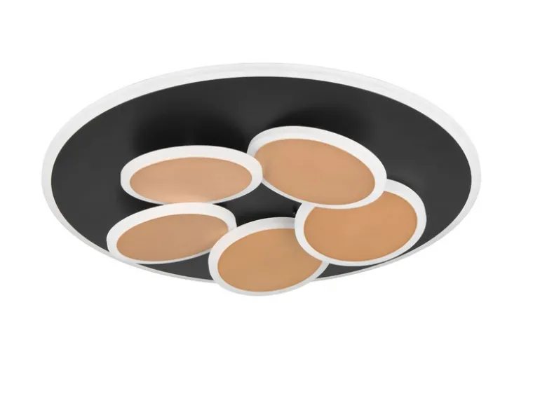 LED Deckenleuchte MANDALA Schwarz Gold mit Fernbedienung & Tageslicht Ø 49cm