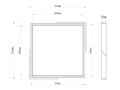 LED Deckenleuchte META eckig Schwarz mit Holz, 3 Stufen Dimmer, Quadrat 31cm