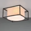 LED Deckenleuchte Metall mit Stoffschirm, Quadratisch 30x30cm