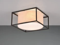 LED Deckenleuchte Metall mit Stoffschirm, Quadratisch 30x30cm