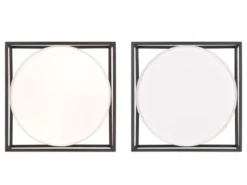 LED Deckenleuchte Metall mit Stoffschirm, Quadratisch 30x30cm