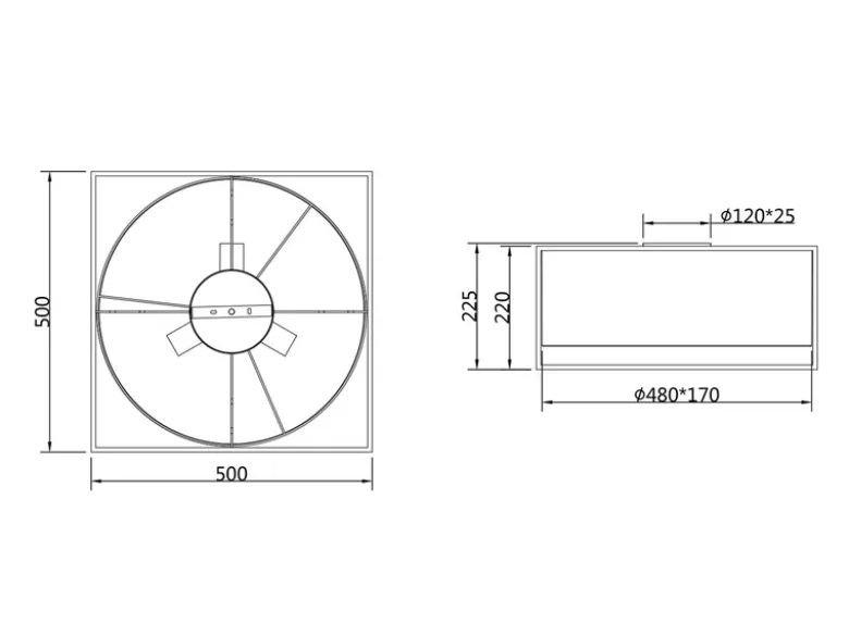 LED Deckenleuchte Metall mit Stoffschirm, Quadratisch 50x50cm