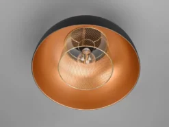 LED Deckenleuchte Metall Schwarz Gold mit Drahtgeflecht, Ø 35cm