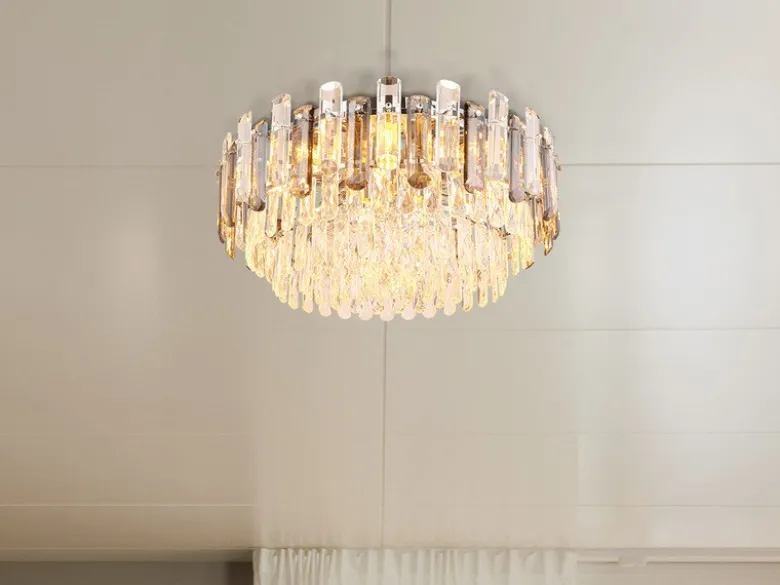 LED Deckenleuchte mit Acryl Kristallen und Rauchglas Stäben, Ø 39cm