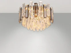 LED Deckenleuchte mit Acryl Kristallen und Rauchglas Stäben, Ø 39cm