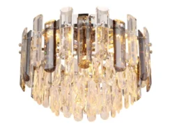 LED Deckenleuchte mit Acryl Kristallen und Rauchglas Stäben, Ø 39cm