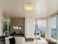 LED Deckenleuchte mit Acryl Kristallen und Rauchglas Stäben, Ø 39cm