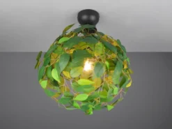 LED Deckenleuchte mit Blätter Lampenschirm in Grün, Ø 38cm